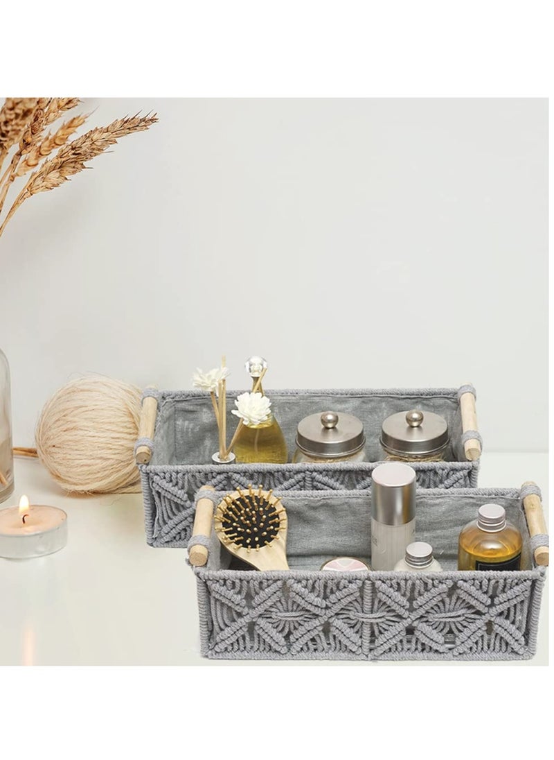 Storage Basket Boho Decor Basket for Organizing Countertop Woven Decor Basket Toilet Paper Basket Top Shelf Basket with Handle Bathroom Decor Bedroom Nursery Living Room Entry