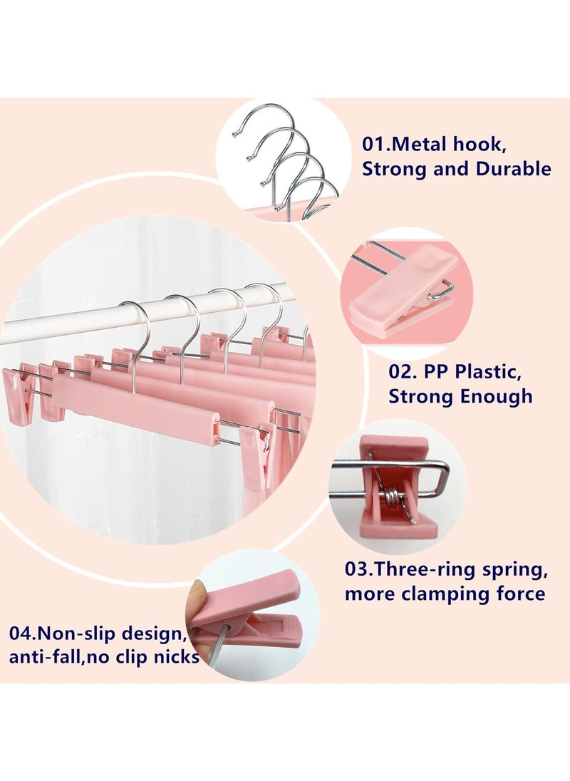 Skirt Hangers with Strong Non-Slip Adjustable Clips Hooks (Pink)