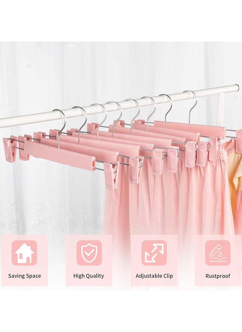 Skirt Hangers with Strong Non-Slip Adjustable Clips Hooks (Pink)