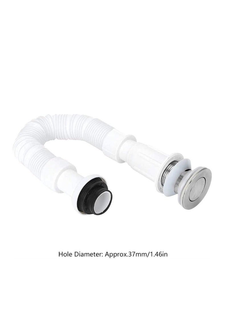 37mm Flexible Drain Pipe, Odor‑Proof Universal Single Drain, S Bend Water Down‑Flow Pipe, for Bathroom Vanity Sink Drain Plumbing Trap Tubing