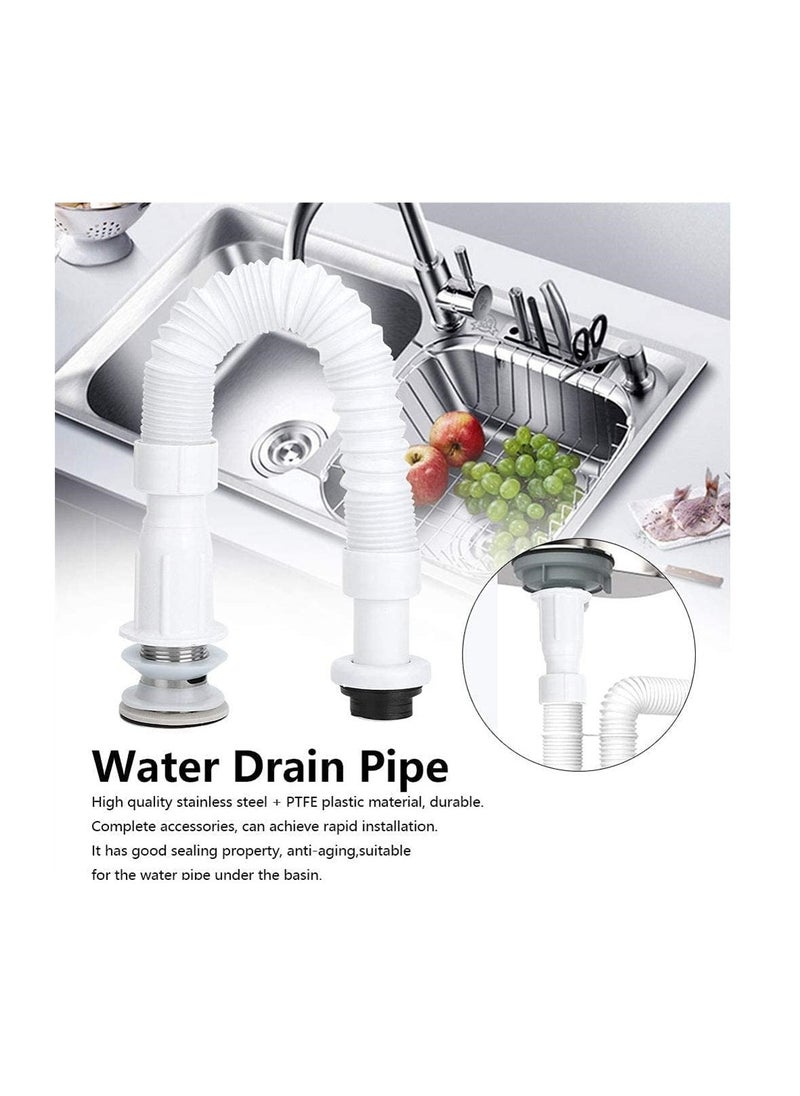 37mm Flexible Drain Pipe, Odor‑Proof Universal Single Drain, S Bend Water Down‑Flow Pipe, for Bathroom Vanity Sink Drain Plumbing Trap Tubing