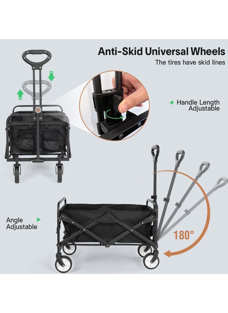 Shopping Trolley Cart, Multi Functional Folding Wagon, Heavy Duty Collapsible Beech, Picnic & Camping Lounge Trolleys with Wheels