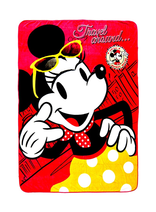 Minnie Mouse Design  Flannel Blanket Polyester Multicolour 160x220cm