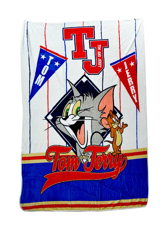 Tom And Jerry Design  Flannel Blanket Polyester Multicolour 160x220cm