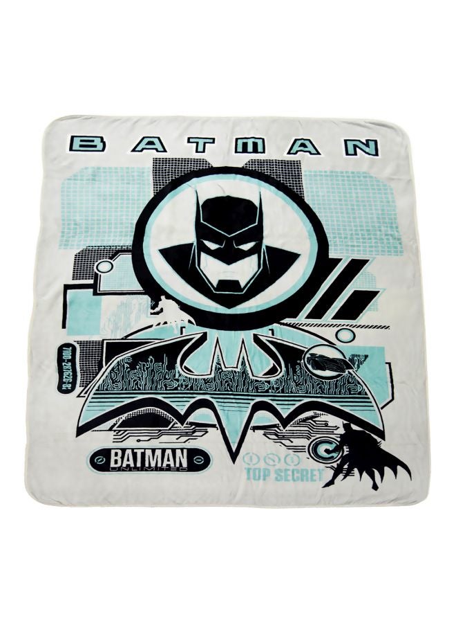 Batman Printed Blanket Polyester White/Black/Blue 160x220centimeter