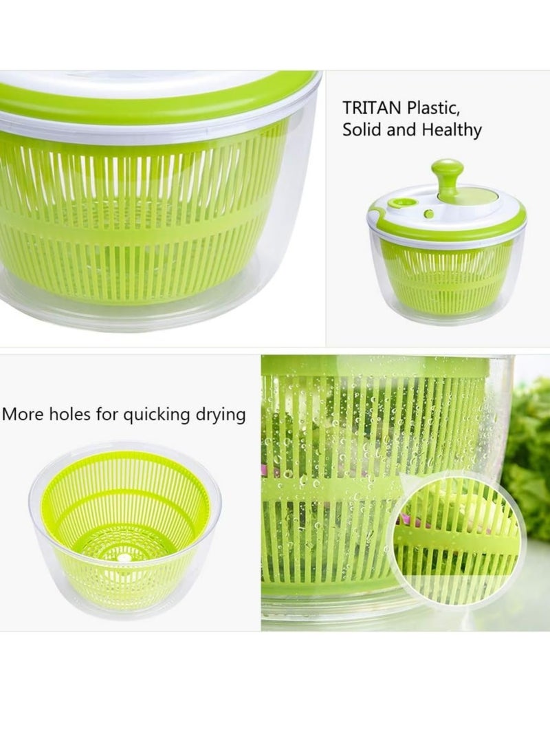 Large Salad Spinner 5QT – BPA-Free Manual Lettuce Dryer u0026 Vegetable Washer with Quick Dry Design, Easy Spin for Tastier Salads, Green