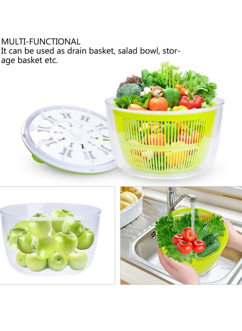 Large Salad Spinner 5QT – BPA-Free Manual Lettuce Dryer u0026 Vegetable Washer with Quick Dry Design, Easy Spin for Tastier Salads, Green