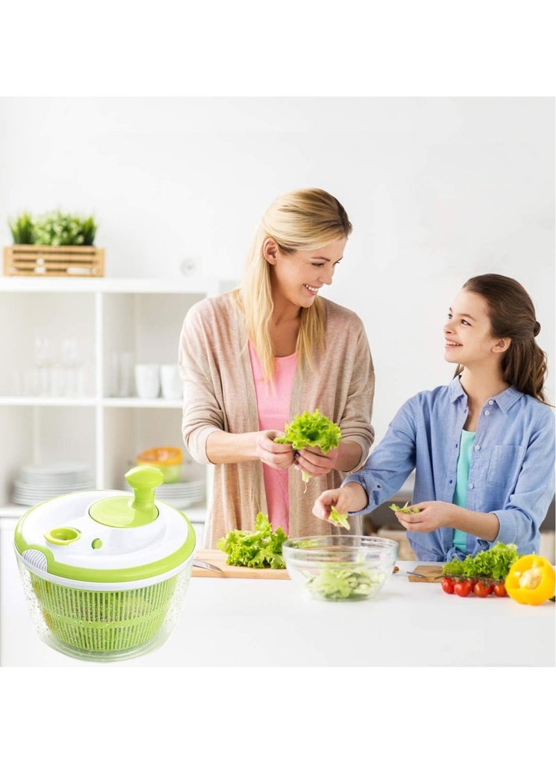Large Salad Spinner 5QT – BPA-Free Manual Lettuce Dryer u0026 Vegetable Washer with Quick Dry Design, Easy Spin for Tastier Salads, Green