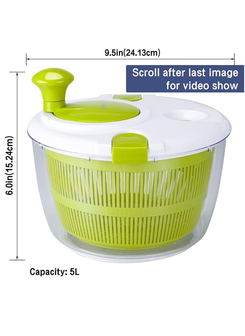 Large Salad Spinner (5 Quarts) – Quick Dry Design for Fruits, Vegetables u0026 Lettuce – Effortless Drying for Tastier Salads u0026 Faster Food Prep