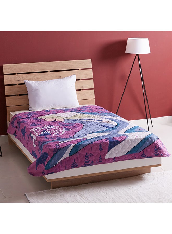 Frozen Printed Quilted Bed Sheet Polyester Multicolour 160x225x5cm