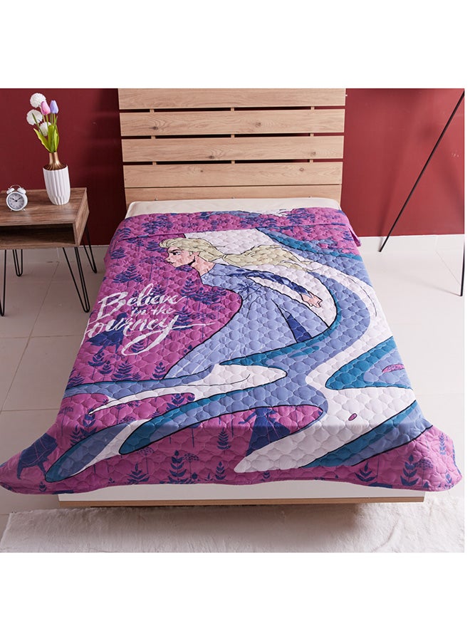 Frozen Printed Quilted Bed Sheet Polyester Multicolour 160x225x5cm