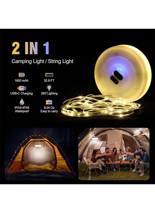 Colored light，RGB Camping String Lights, App can control the light color, for Outdoor Decor in Tents, Awning, Garden u0026 Festivals, Camping Essentials (22.97FT)