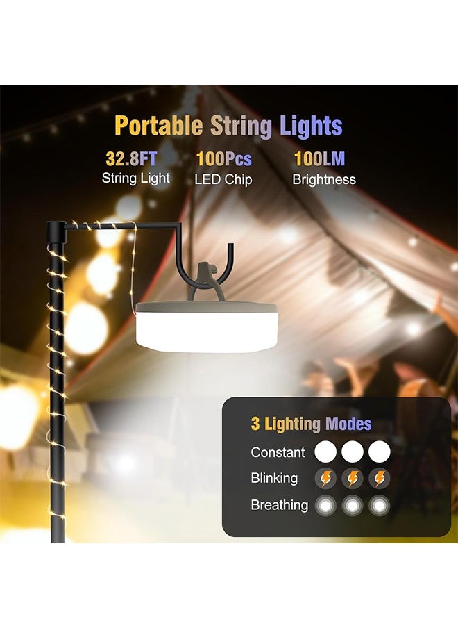 Colored light，RGB Camping String Lights, App can control the light color, for Outdoor Decor in Tents, Awning, Garden u0026 Festivals, Camping Essentials (22.97FT)