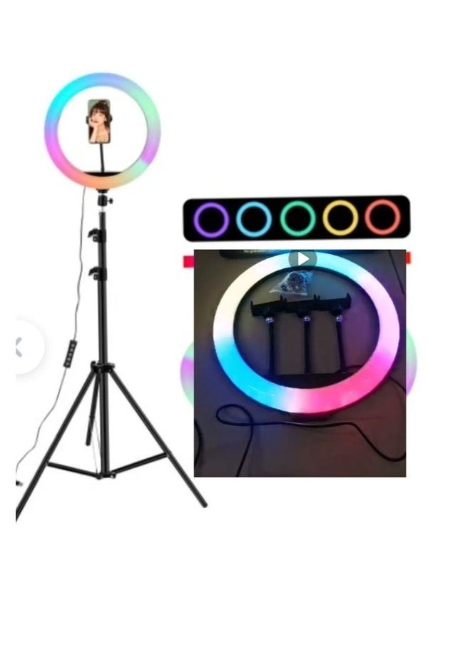 22 inch RGB LED Ring Light with Tripod Stand Large Selfie Ring Light with Touch Panel Vlog Video Shooting