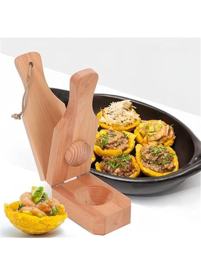 Wooden Plantain Press with Handle,2 in 1 Wood Reusable Plantain Press Smasher,Portable Plantain Press,Easy Storage for Fried Plantains Chips and Tostonera Cups, 16×6×6cm/6.3×2.36×2.36in