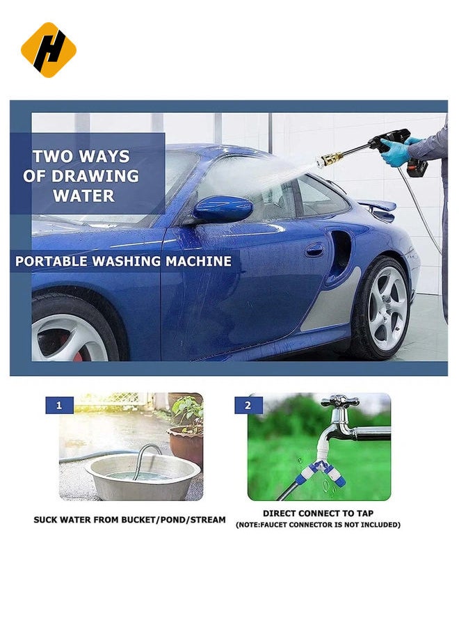 24V Portable Cordless Pressure Washer, 5600mah Mini Lithium Battery Powered Washer, Hand-Held Wireless Water Gun for Washing Cars, Watering Flowers