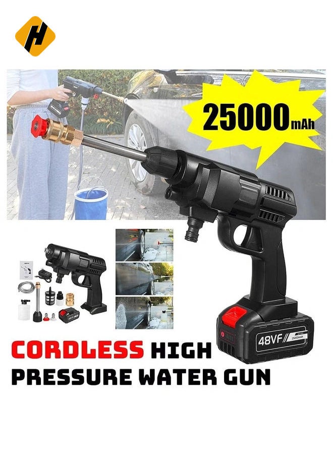 48V 25000mAh 30Bar Cordless High Pressure Car Washer with Nozzles Water Gun Set Garden Cleaning Jet Washing Machine