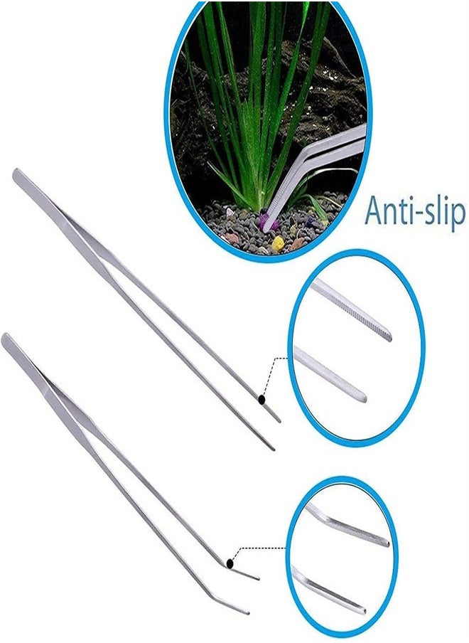 Aquarium Aquascape Tools Kit, 4 in 1 Anti-Rust Aquatic Plant Aquascaping Tool Stainless Steel Tweezers Scissors Spatula  for Fish Tank, Cleaning Plant, Trimming