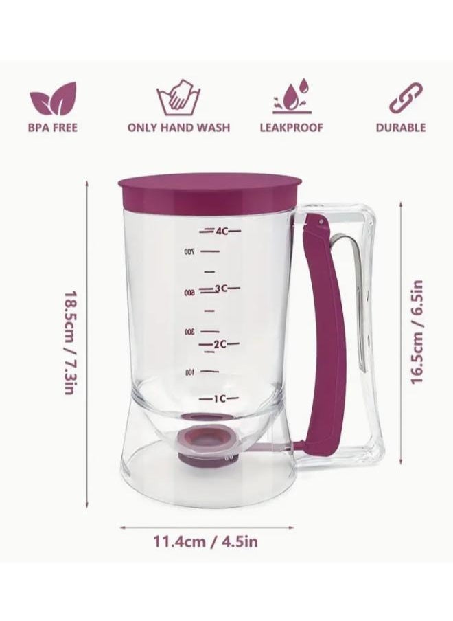 900ml Manual Batter Dispenser Pancake Batter Dispenser Great for Cupcakes Pancakes Waffles Essential Tool for Kitchen Baking