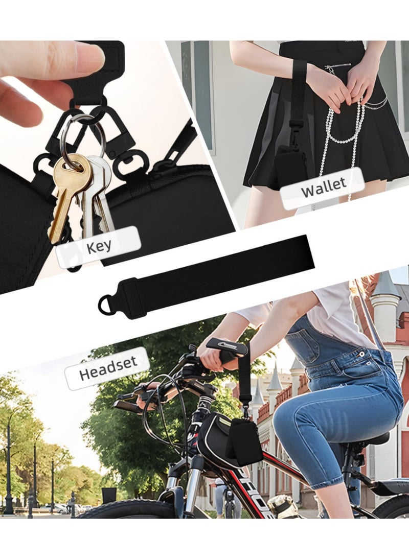 Keychain Wallet Mini Zip Around Wristlet Wallets for Women Detachable Dual Pouch Wristlet Portable Coin Purse Small Wallets,Black