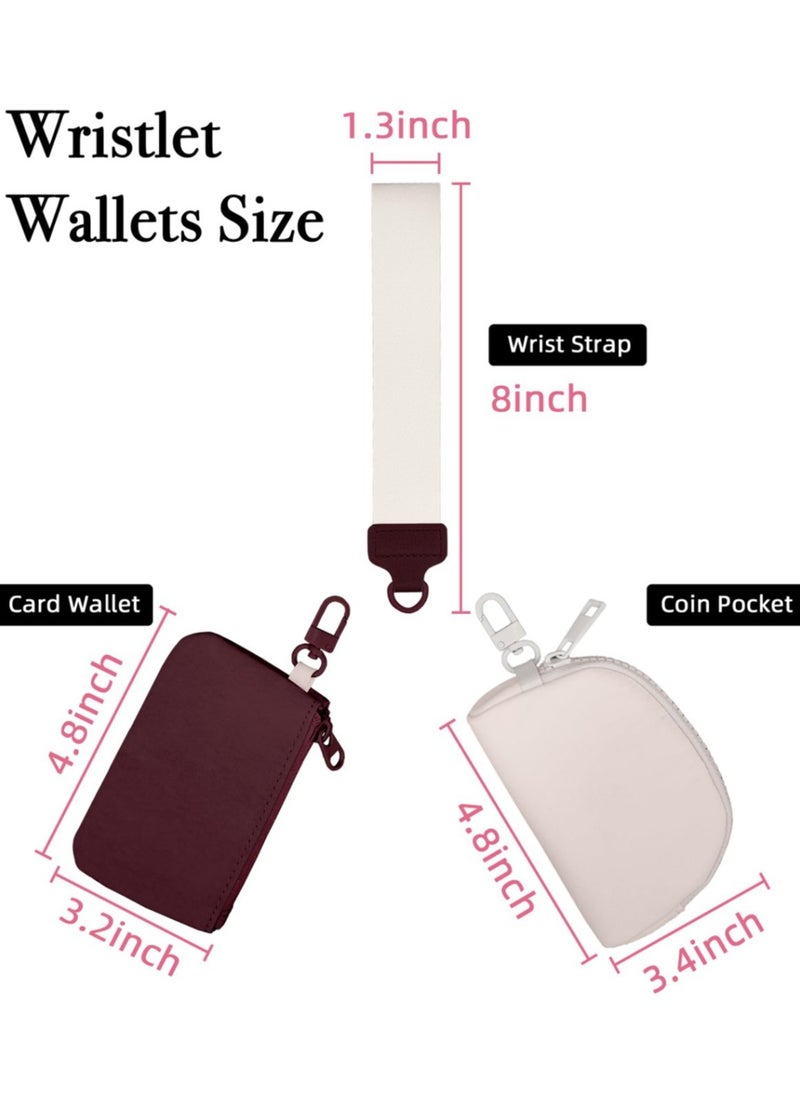 Keychain Wallet Mini Zip Around Wristlet Wallets for Women Detachable Dual Pouch Wristlet Portable Coin Purse Small Wallets