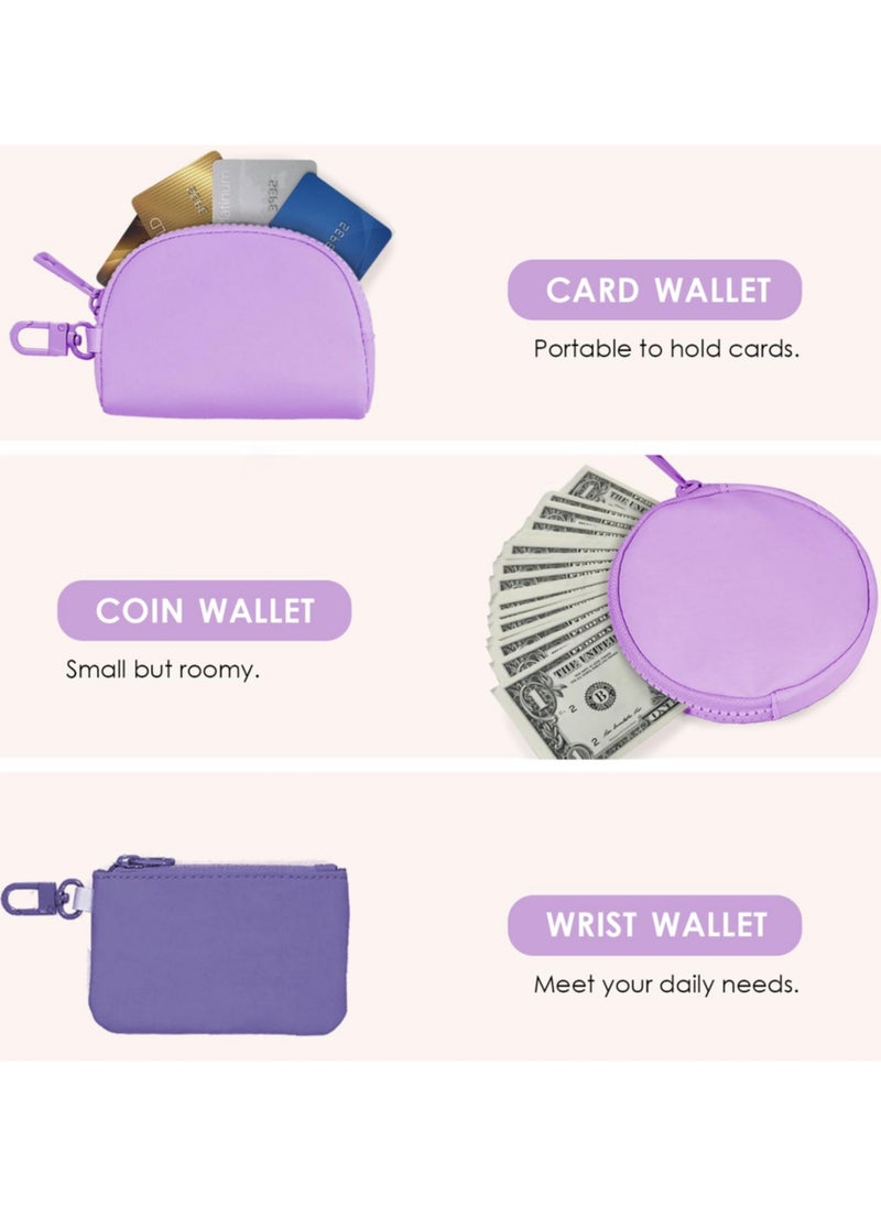 Keychain Wallet Mini Zip Around Wristlet Wallets for Women Detachable Pouch Wristlet Portable Coin Purse Small Wallets