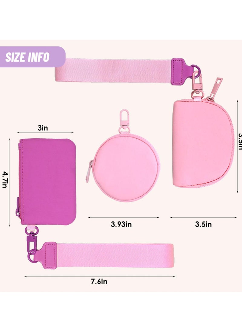 Keychain Wallet Mini Zip Around Wristlet Wallets for Women Detachable Pouch Wristlet Portable Coin Purse Small Wallets