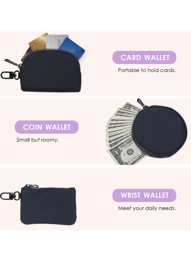 Keychain Wallet Mini Zip Around Wristlet Wallets for Women Detachable Pouch Wristlet Portable Coin Purse Small Wallets