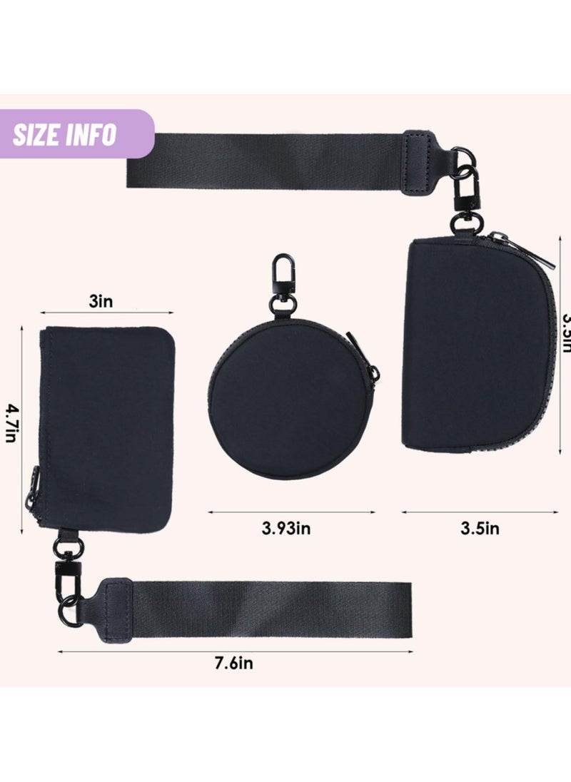 Keychain Wallet Mini Zip Around Wristlet Wallets for Women Detachable Pouch Wristlet Portable Coin Purse Small Wallets