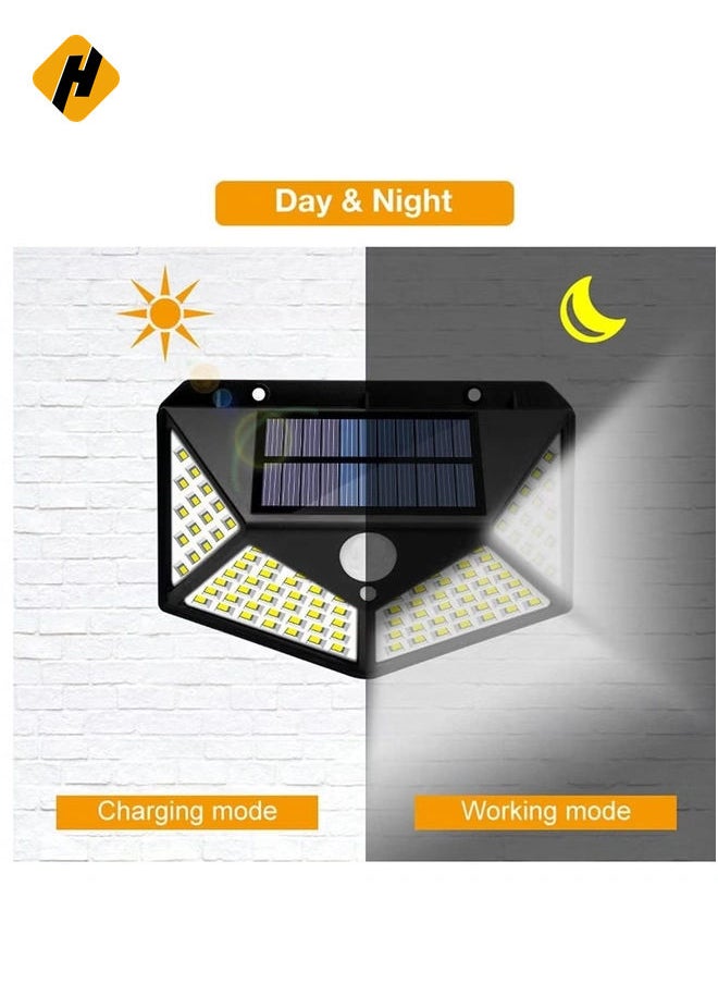 Solar motion sensor lights, outdoor lights 100 LED 4 Pack,Solar Outdoor,3 Working Mode IP65 Waterproof for Garden, Fence, Patio, Garage