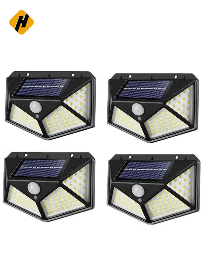 Solar motion sensor lights, outdoor lights 100 LED 4 Pack,Solar Outdoor,3 Working Mode IP65 Waterproof for Garden, Fence, Patio, Garage