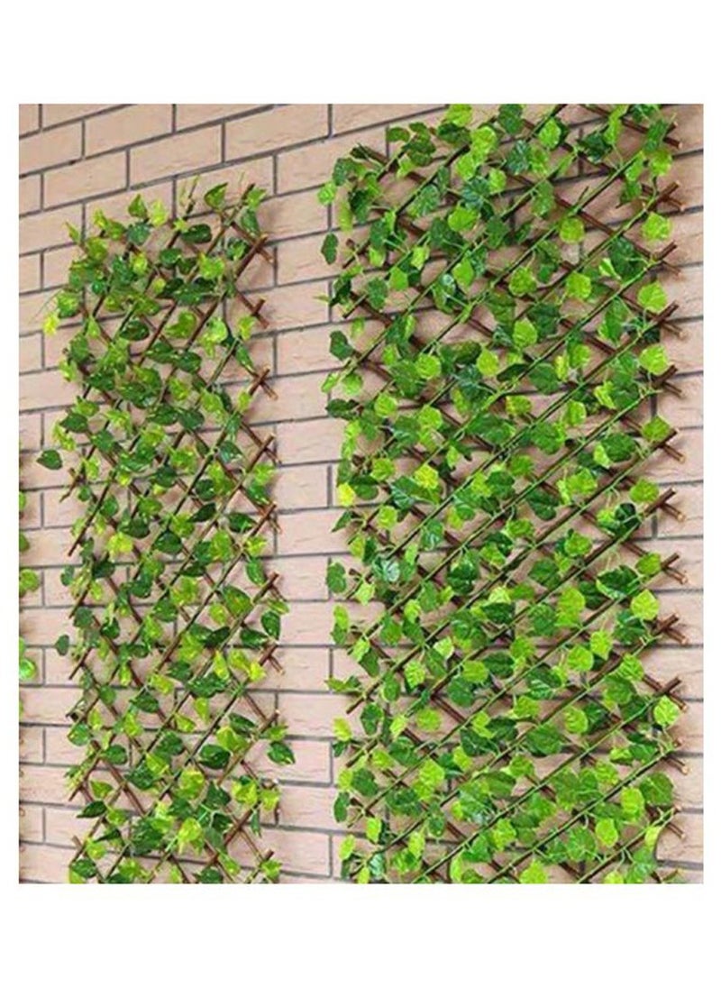 Expandable Bamboo Garden Fence with Artificial Ivy Leaves – Wooden Trellis Privacy Fence with Realistic Greenery for Home, Garden, and Wall Decoration – Premium Quality, Charming Outdoor