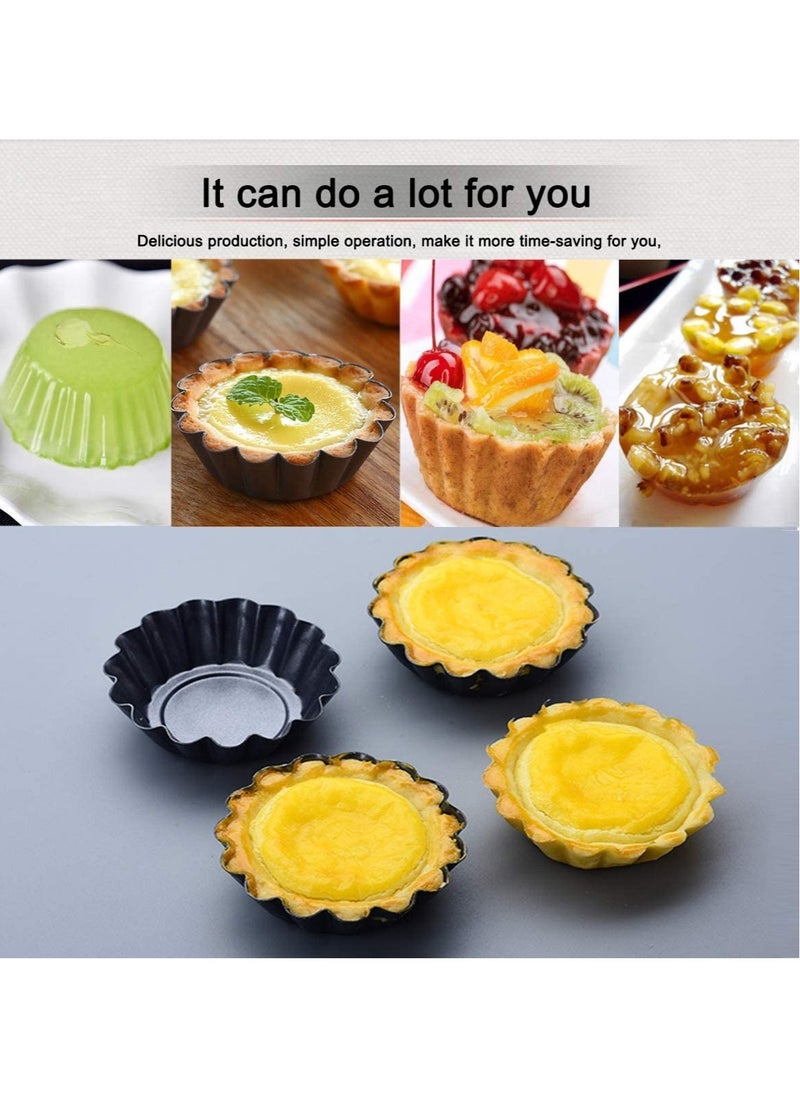 Egg Tart Mold 12 Packs Stainless Cupcake Stand Shells Household Baking Heat-Resistant Aluminum Tray Non-Stick Cup