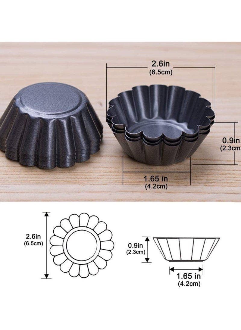 Egg Tart Mold 12 Packs Stainless Cupcake Stand Shells Household Baking Heat-Resistant Aluminum Tray Non-Stick Cup
