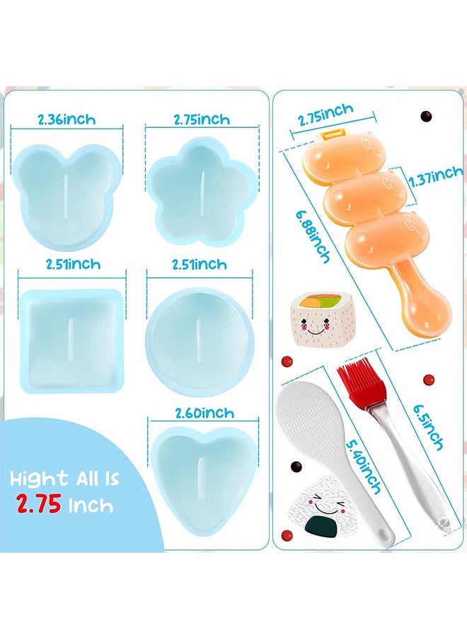 8 Pcs Onigiri Maker Mold, Sushi Onigiri Musubi Maker Mold Kit, Easy to Clean, Not Easy to Break, Rice Ball Mold Shake Sushi Makers Mold with Small Rice Paddle, Brush for Kitchen