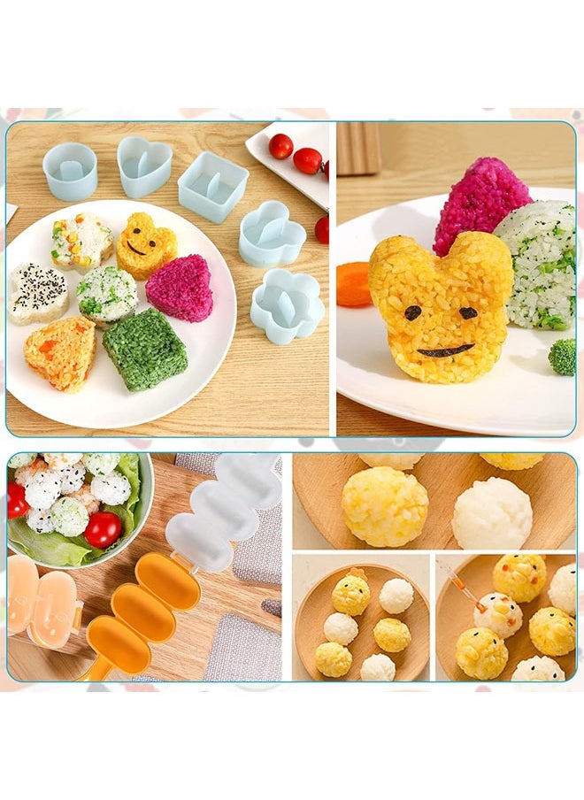 8 Pcs Onigiri Maker Mold, Sushi Onigiri Musubi Maker Mold Kit, Easy to Clean, Not Easy to Break, Rice Ball Mold Shake Sushi Makers Mold with Small Rice Paddle, Brush for Kitchen