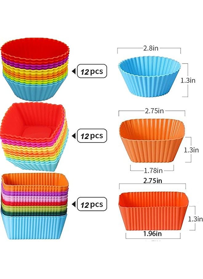 Silicone Baking Cups, 36 Pcs Silicone Cupcake Liners, Baking Cups Cupcake Muffin Baking Cups, Chocolate cup Mold for Bakeware Baking Pan u0026 Cupcake Pan, Muffin Cupcake Molds (Multicolored)