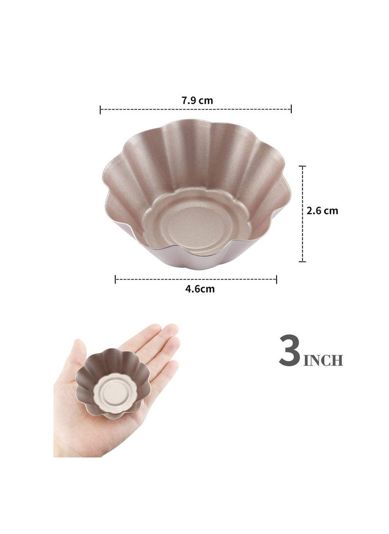 Mini Pudding Pan Set, 4 Pcs 3 inch Nonstick Fluted Tube Cake Pan, Non-Stick Egg Tart Mold, Mini Oven Baking Mold, Flower-shaped Pie Bread and Cake Pan Bakeware, for Oven and Instant Pot Baking