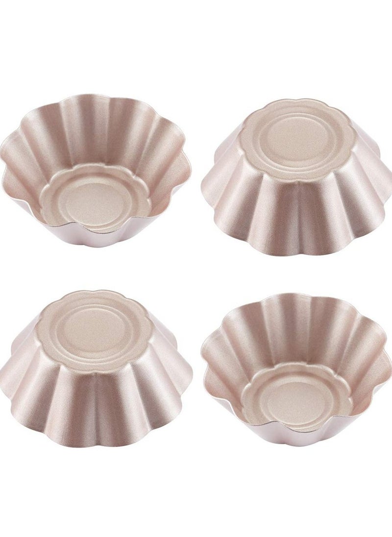 Mini Pudding Pan Set, 4 Pcs 3 inch Nonstick Fluted Tube Cake Pan, Non-Stick Egg Tart Mold, Mini Oven Baking Mold, Flower-shaped Pie Bread and Cake Pan Bakeware, for Oven and Instant Pot Baking