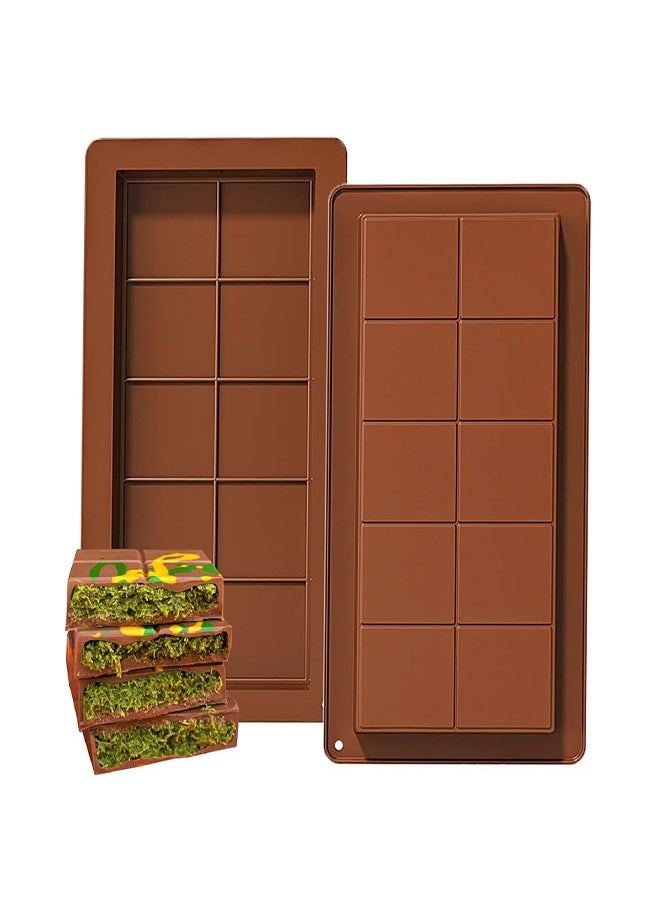 Dubai Chocolate Bar Mold Silicone Chocolate Bar Molds, Deep Rectangular, 2 Pack, Large Size for Stuffed Bars