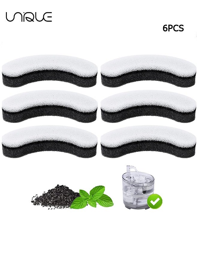 6 Pcs Pet Water Fountain Filters for WF050 & WF100 Cat Fountain, Cat Fountain Filter Replacement, Triple Filtration Cat Water Filter, Black/White