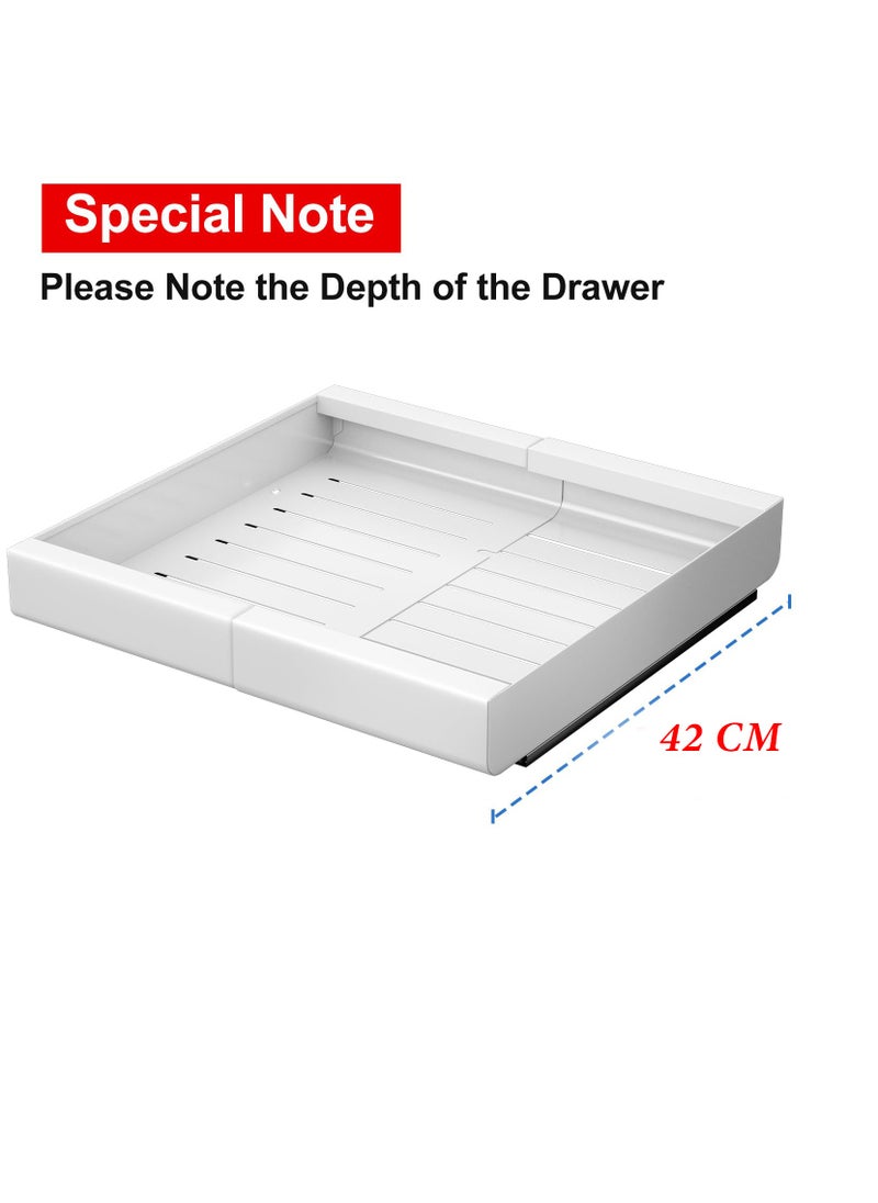 Pull out Cabinet Organizer, Expandable Pull-Out Cabinet Organizer (32-48cm) - Heavy Duty Slide-Out Drawers with Adhesive Nano Film for Kitchen Base Cabinet Organization and Bathroom Storage