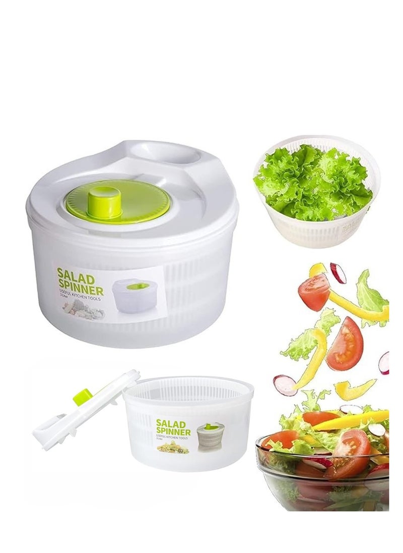 Large Capacity Salad Spinner Fruit and Vegetable Washer,Vegetable Quick Dryer Oil Shaker Dry off and Drain Vegetable Wash,Salad Making Bowl with Plastic Colander 3L