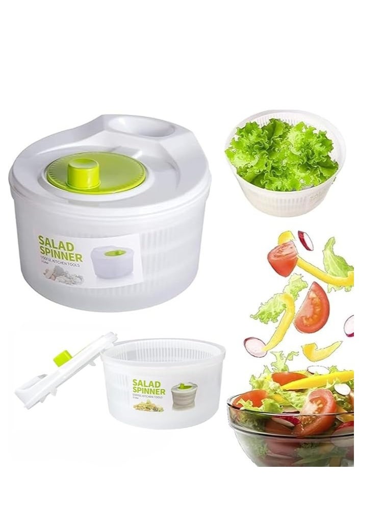 Large Capacity Salad Spinner Fruit and Vegetable Washer,Vegetable Quick Dryer Oil Shaker Dry off and Drain Vegetable Wash,Salad Making Bowl with Plastic Colander 3L