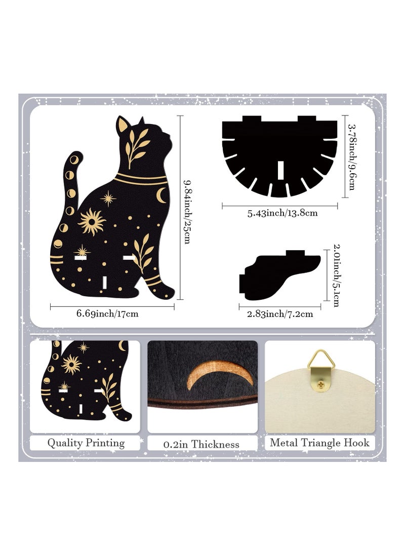 Cute Black Cat Shelf, Wooden Wall Mounted Crystal Display Shelf Decorative Crystal Wall Shelf Crystal Organizer Floating Shelves for Living Room Bathroom Decor, Does Not Contain Crystal Jewelry
