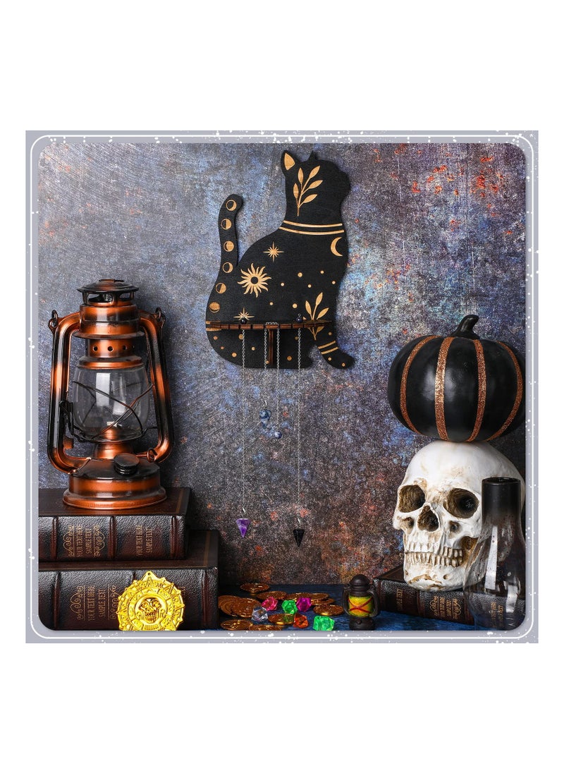 Cute Black Cat Shelf, Wooden Wall Mounted Crystal Display Shelf Decorative Crystal Wall Shelf Crystal Organizer Floating Shelves for Living Room Bathroom Decor, Does Not Contain Crystal Jewelry