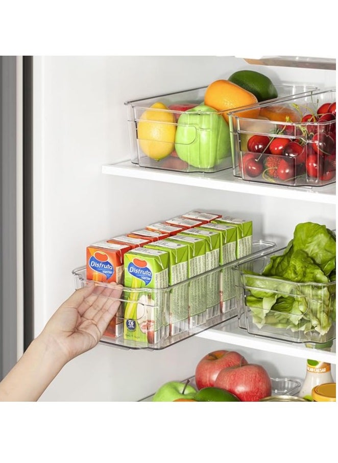 Set Of 8 Refrigerator Organizer Bins,Stackable Fridge Organizers with Cutout Handles for Freezer