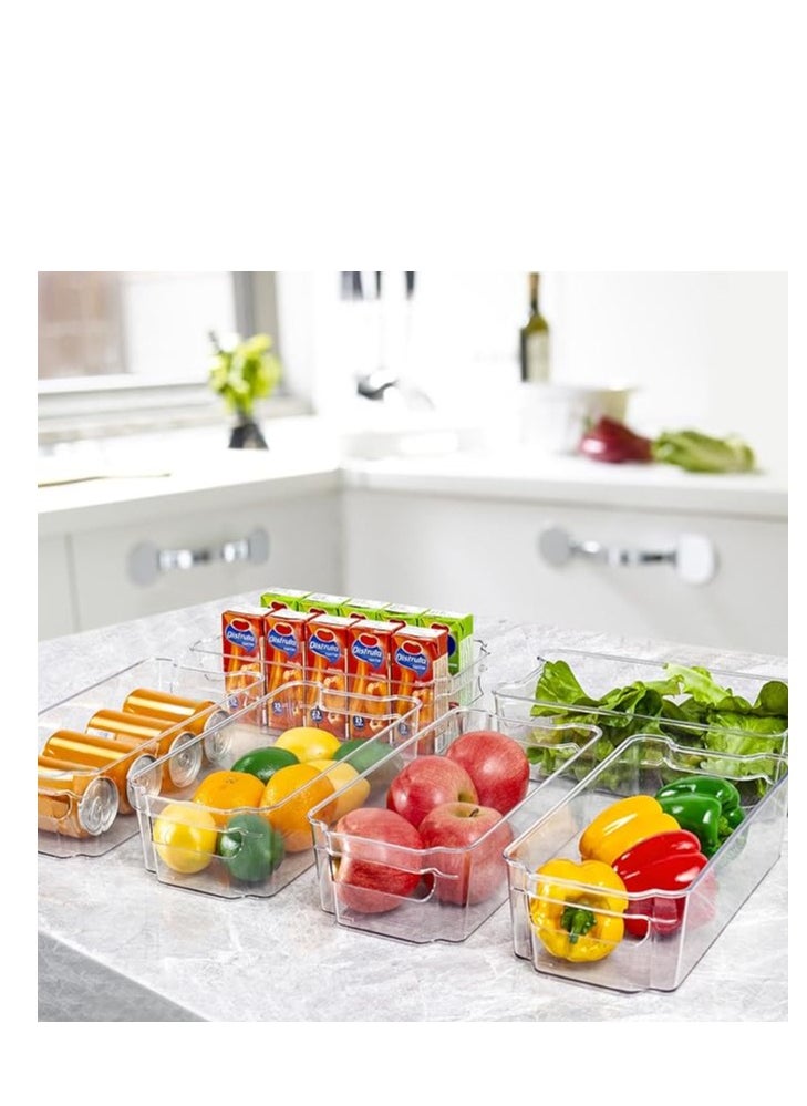 Set Of 8 Refrigerator Organizer Bins,Stackable Fridge Organizers with Cutout Handles for Freezer