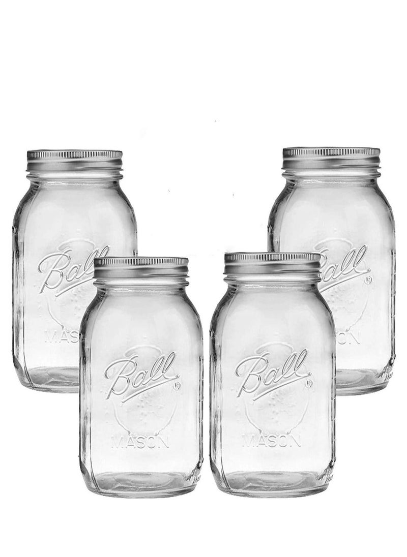 32 oz Bundle for Ball Mason Jars Set of 4 Glass Canning Jars - Canning Glass Jars with Lids