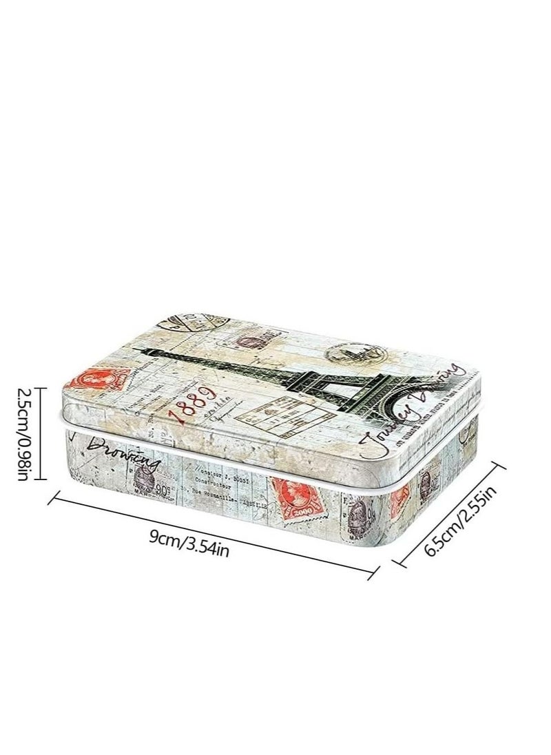 8 Piece Iron Storage Box, Small Metal Box Portable Empty Metal Box with Lid Vintage Rectangular Iron Box Tins Container Rectangular Hinged Containers Small Storage Kit Mini Portable Tin Box